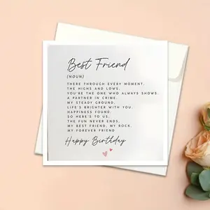 Friendship Birthday Card, Heartfelt Greeting Card for Best Friend, Perfect Gift for Special Occasions, Unique Design, High-Quality Material