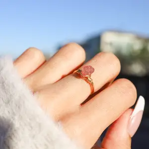 Handmade Custom Wire Wrapped Crystal Ring for Women | Dainty and Elegant Accessory | Christmas Gift Jewelry Ideas For Women | Amethyst, Carnelian, Rose Quartz Gemstone
