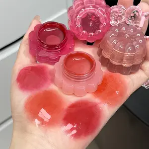 Jelly Gloss Sweetheart Lip and Cheek Gel with Water-Glowy Finish, Bear Pendant Design, Formaldehyde Free Balm for All Skin Tones