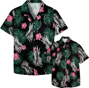 Hawaiian Dad and Son Matching Shirts - Floral Print Short Sleeve Button Down Cute Fathers Gift Set Baby Clothes