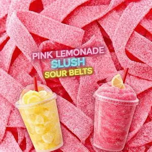 Pink Lemonade Slushie Swedish Sour Candy Belts 4oz