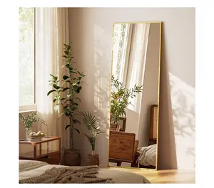 64"x21" Rectangular Full Length Mirror Freestading Full Body Floor Mirror, Gold