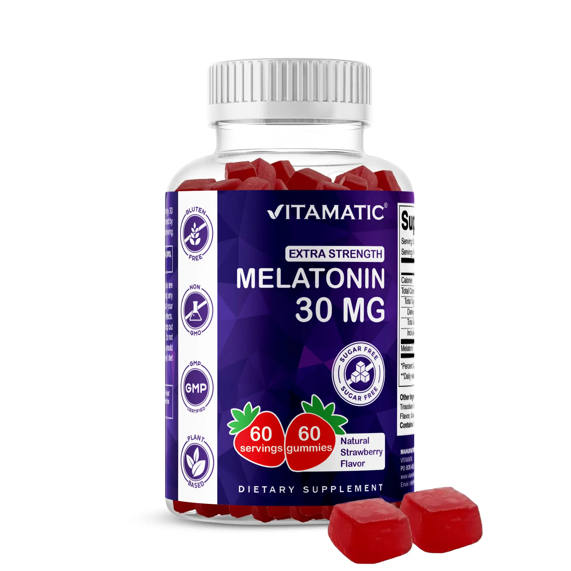 Vitamatic Sugar Free Melatonin 30mg per Gummy - 60 Servings - 60 Vegetarian Gummies - Non-Habit Forming Supplement (60 Count (Pack of 1)) Vitamatic Sugar Free Melatonin 30mg per Gummy - 60 Servings - 60 Vegetarian Gummies - Non-Habit Forming Supplement (60 Count (Pack of 1))