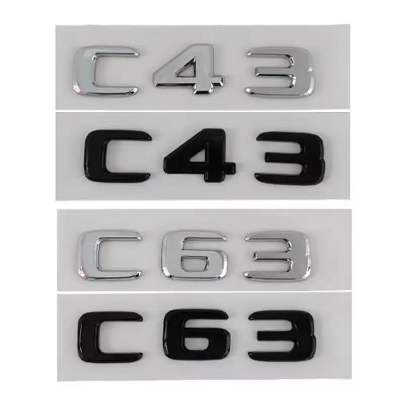 3D ABS Glossy Black Logo C43 Embelm Letters BITURBO 4MATIC Badge AMG Sticker For Mercedes Benz C43 W205 W206 AMG Accessories