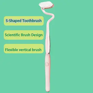 S-Shaped Toothbrush,Scientific Vertical Brush Comprehensive Care for Teeth and Gums,Soft Bristle Toothbrushes Deeply Clean Tongue and Teeth for Adults