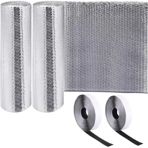 RV Window Reflective Insulation Roll 16inch*10ft Double Aluminum Foil Heat Bubble Thermal Window Shade Door Cover Blackout for Garage Roof Travel Camper Skylight Shield