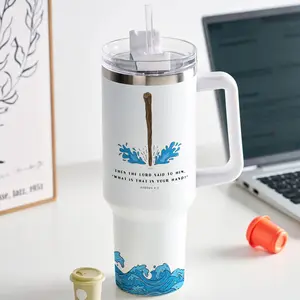 What Is That In Your Hand Exodus 4:2 Christian 40oz Tumbler with Handle – Stainless Steel Insulated Thermos Travel Cup with Lid & Straw, Bible Verse Faith Drinkware, Gift for Christian Men & Women