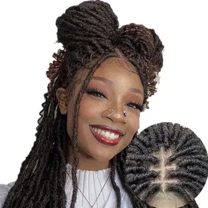 Kador-Club 26 Inches 4x4 Deep Curls Ends Boho Goddess Locs Lace Closure Wigs 200% Density-100% Handmade