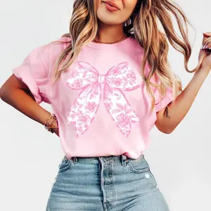 Pink Coquette Bow Shirt, Coquette Shirt, Pink Bow Shirt Collar Cotton