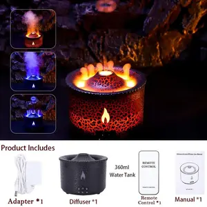 Volcanic Flame Humidifiers Air Aroma Diffuser Essential Oil Humidifier 360Ml PeakBioLab