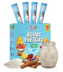 Klass Aguas Frescas, Powdered Drink Mix, 40 Singles Zero Sugar & Caffeine-Free Powder Packets, Water Drink Mix, Flavor: Horchata - 5 Calories Per Packet & Natural Flavors