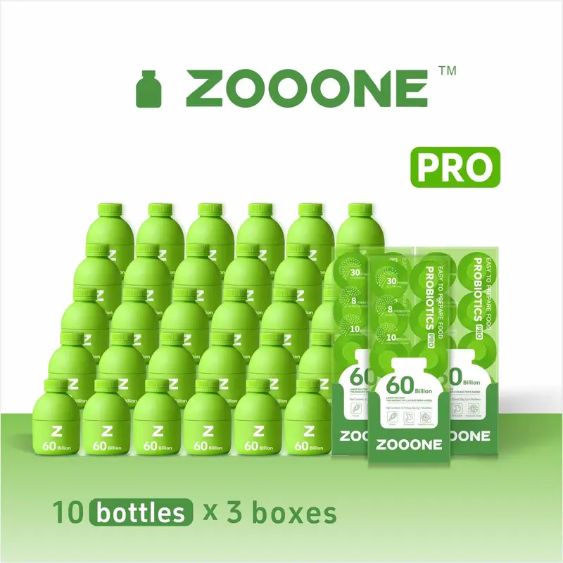 ZOOONE Probiotics Dietary Supplement [PRO] - 60B High CFU, 30 Bottles x 0.7oz for Long-Term Use, Gut & Bloating Relief, Prop 65 Free, Dietary Edible Vitamin for Fitness Enthusiasts