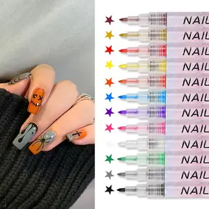 12 Color Nail Art Paint Pen Set, Hand Drawn Nail Outline Pens, Wholesale Graffiti Paint Pens, Water-Based Fast Dry Pens, Christmas Gift