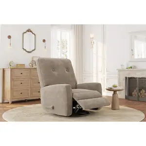 Garvee Comfy Recliner Chair for Adults - 360° Swivel Rocking Glider - Adjustable Backrest & Footrest - Upholstered Armchair for Living Room, Bedroom, Nursery - Orange/Pink/Green/Blue/White/Grey