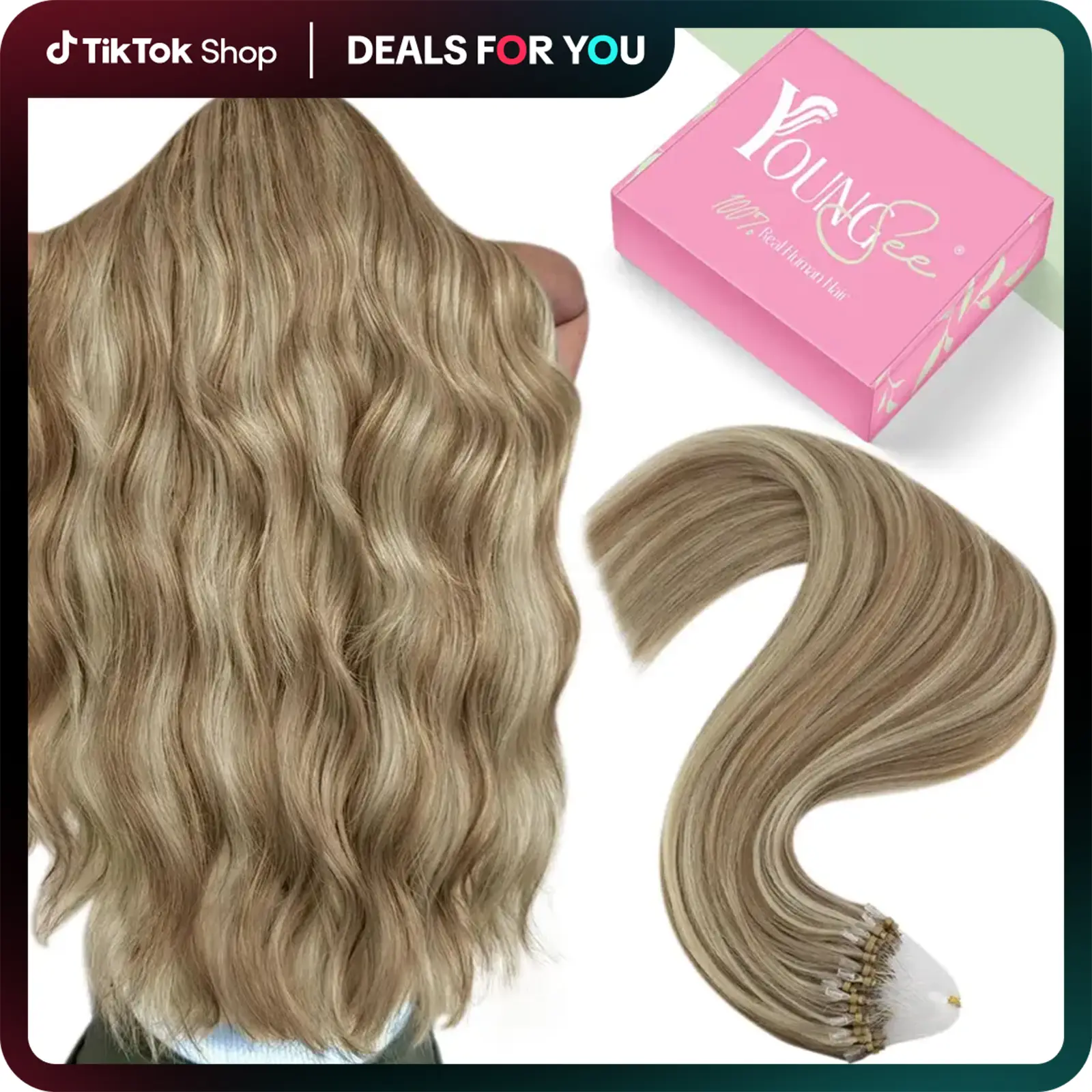 【FallFreshness】YoungSee Micro Loop Hair Extensions Human Hair Soft and Silky Hair Extensions for Women Micro Ring Extension Human Hair 100% Real Human