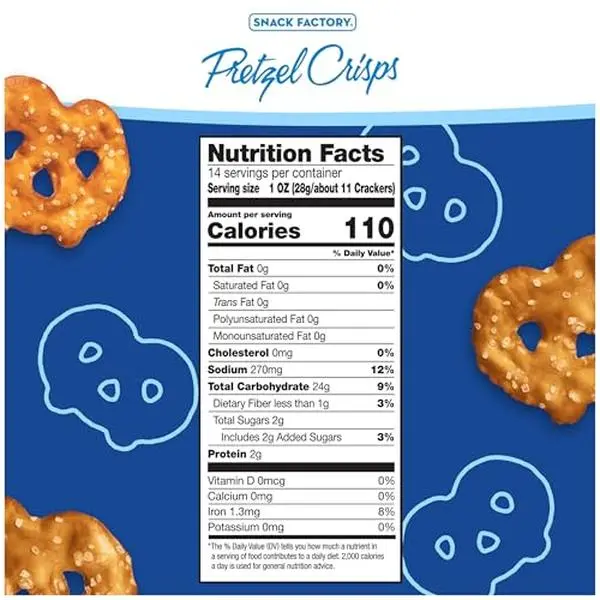 Snack Factory Original Pretzel Crisps, Non-GMO, 14 oz Party Size Bag