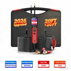 P100 Plus Automotive Power Circuit Probe Tester 12V 24V Car Automotive Diagnostic Test Tool Digital Volt Ohm Meter W/Overload Protection Circuit Fault Finder w/ 40FT Cable & Angled Screen