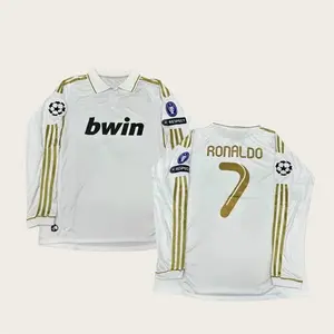 2011 2012 Home Retro CR.7 Gold Long Sleeves soccer jersey