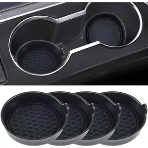 Car Cup Coaster Universal Automotive Waterproof Non-Slip Cup Holders Sift - Proof Spill Holder For Car Interior 4 Pack Black
