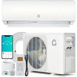 Efficient mini split central air conditioning and heat pump -12K/11500 BTU, 24/17 SEER2, single zone, WiFi， Pipeline free inverter, wall mounted, pre charged, 208-230V, cooling and heating up to 750 square feet, installation kit, conditioner