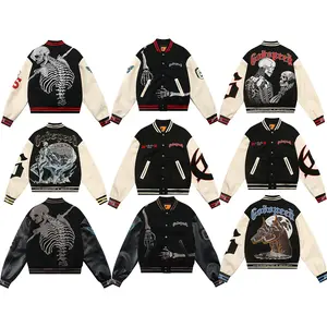 25S skull letter embroidered jacket jacket high street padded baseball jersey