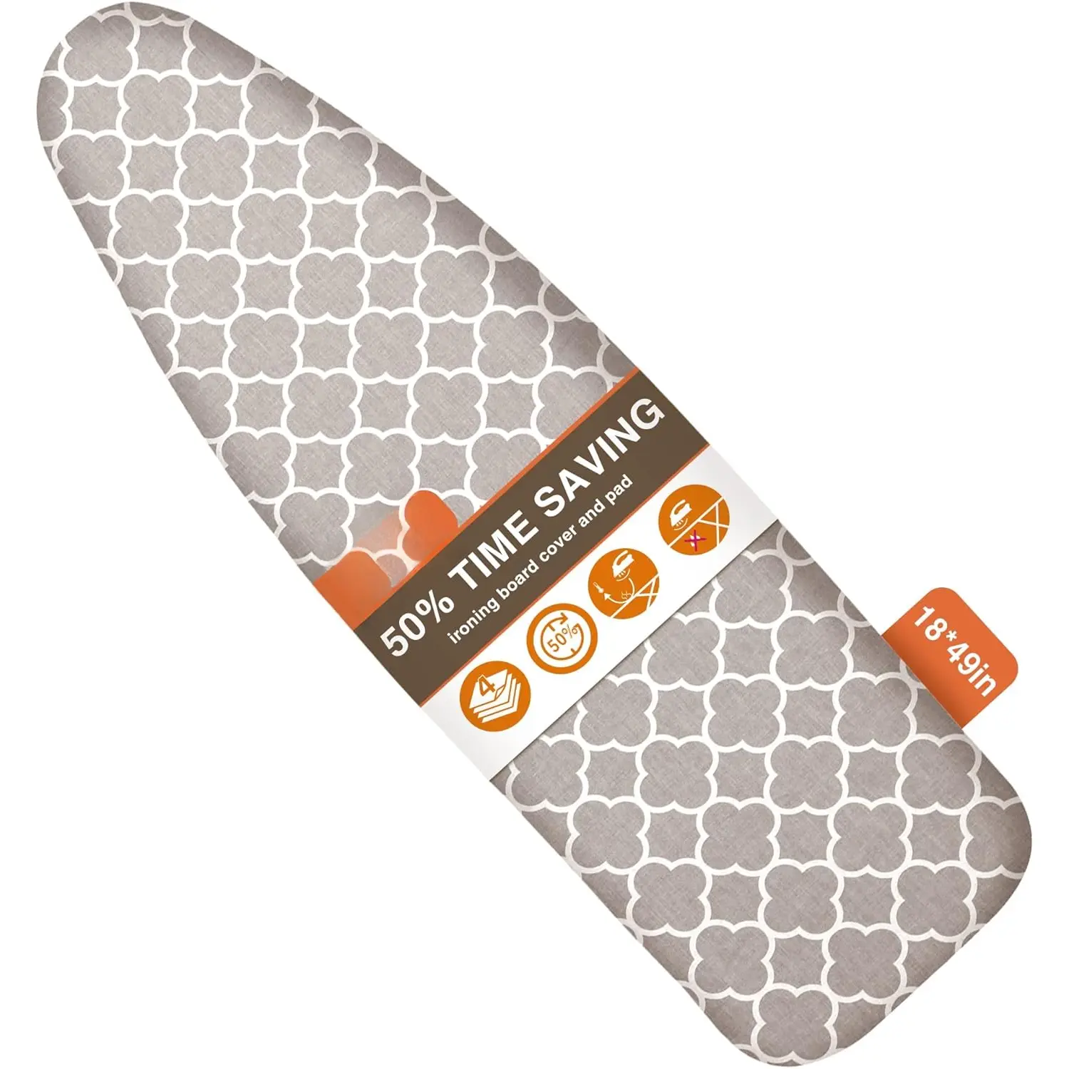 Extra Wide Ironing Board Cover and Pad,18X49 Reflective  Ironing Board Cover,Resist Scorching and Staining,4 Fasteners,Elastic Edges,Large Protective Scorch Mesh Cloth,18X49in