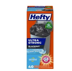 Ultra Strong 13 gallon Trash Bags, Tall Kitchen Trash Bags, Blackout, Clean Burst Scent, 40 Bags Drawstring Plastic