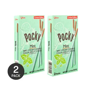 GLICO POCKY Chocolate Coated Biscuit Sticks Mint Flavor 2 Pack Summer Limited Edition 60.6oz