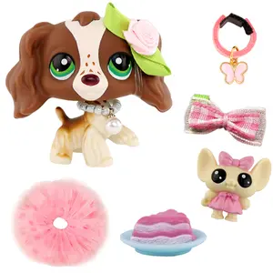 Mini Toys Cocker Spaniel & Dachshund Dog Bobble Head Figures with Accessories for Kids Xmas Christmas Birthday Gift