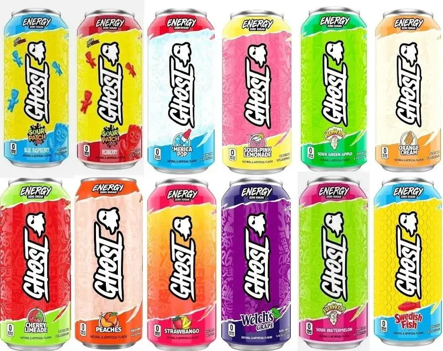 Ghost Energy Drink - 16oz - Energy & Focus & No Artificial Colors - 200mg of Natural Caffeine, L-Carnitine & Taurine - Gluten-Free & Vegan - 12 Random Flavours Variety Pack - FS