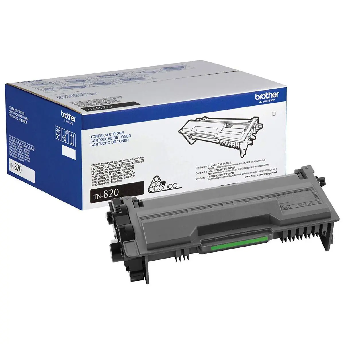 Brother TN820 Standard Yield Toner Cartridge, Up to 3000 Pages, Black