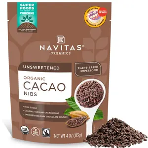 Navitas Organics Cacao Nibs, 4 oz. Bag, 38 Servings — Organic, Non-GMO, Fair Trade, Gluten-Free