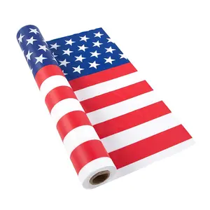 Patriotic Stars & Stripes Disposable Plastic Tablecloth Roll, 100 ft. x 40"