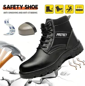 Lightweight Steel Toe Work Shoes Unisex Anti-Smash Safety Shoes, Puncture-proof, Non-slip & Smash-Proof All Season Safety Boots for Outdoor work