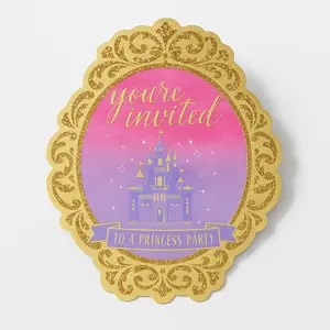 Disney Princess "Once Upon a Time" Glitter Invitations - 8 Pk