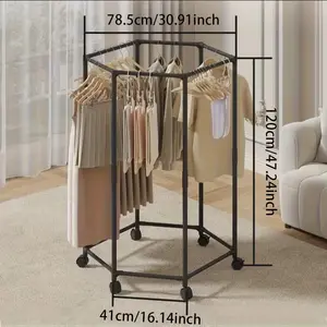 360 °   Rotatable Clothes Drying Rack, Space-Saving, Detachable And Portable, Suitable For Bedrooms, Balconies, And Dormitories, High-Capacity Metal Clothes Rack