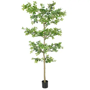 8ft Tall Faux Black Olive Tree Realistic Fake Olive Plant With Natural Texture Trunk and Dense Green Leaves Great For Minimalist Boho and Modern Style Indoor Home Decoration Suitable for Living Room Bedroom and Office.