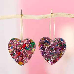 Cute Retro Sweet Heart Shape Arylic Earrings