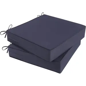 Outdoor Chair Cushions Set of 2 for Patio Furniture 18.5x16x3 Inch  Patio Chair Cushion 3 Year Color Fastness Rectangle Elastic  Garden Couch Pads with Ties and Handle,Grey