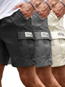 Men's Solid Color Cargo Shorts, Regular Fit Casual Comfy Shorts for Summer, Men's Bottoms for Daily Wear, Casual Streetwear Shorts