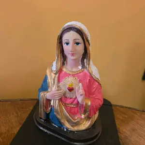 Inmaculado Corazon de Maria Statue - Religious Figurine with Heart Design, Pink and Gold Colors, Ideal for Home Decor