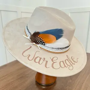Custom Hand-Burned Western Hat Ole Auburn Gameday - Personalized War Eagle