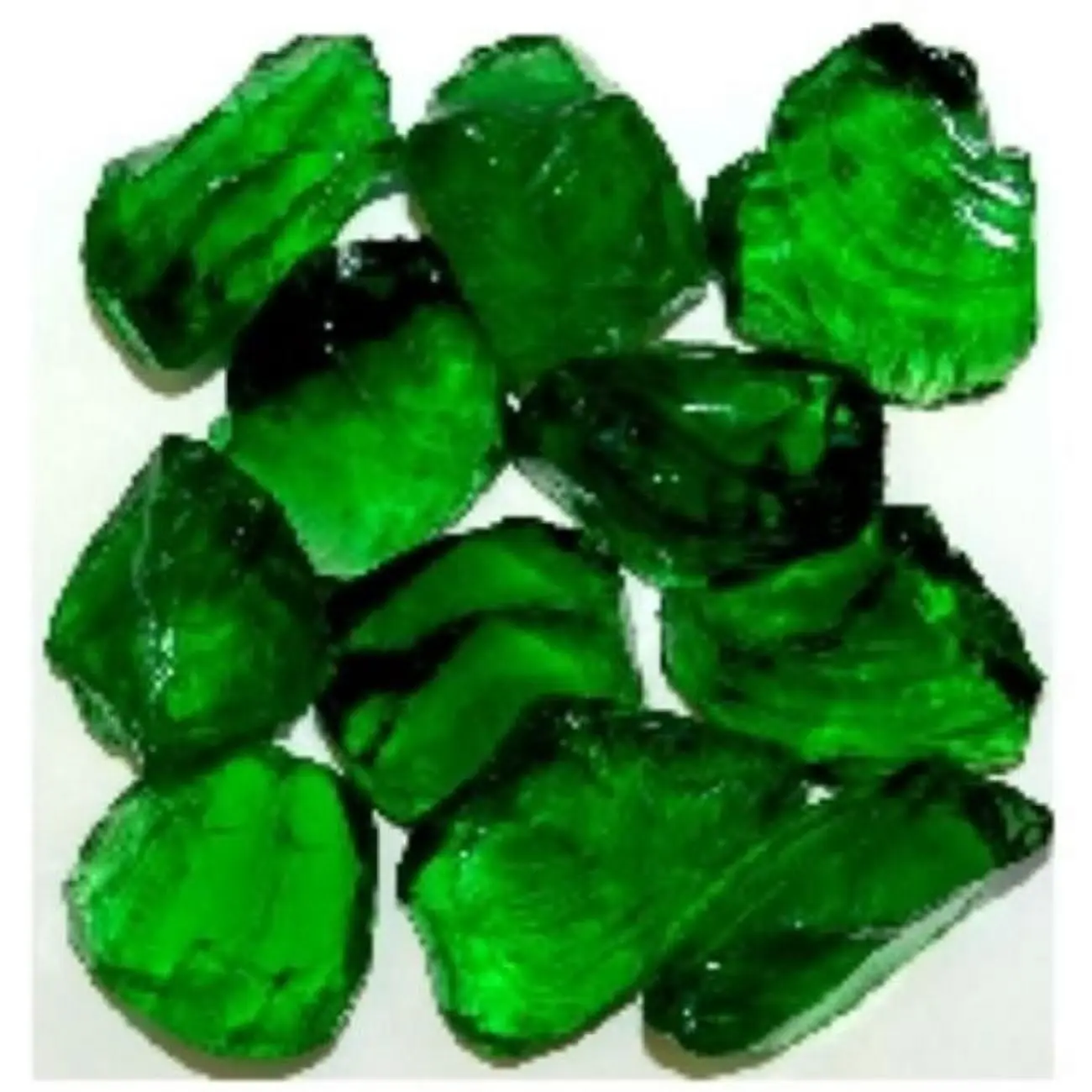 Medium Green Chunky Shape Recycled Glass Aquarium Decoration - 0.5-1 in, 3 lbs