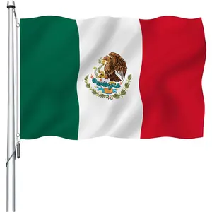 Mexican National Banner Flag, 90x150 Cm Optimal Size Polyester Fabric, Durable Material, Silver Color Rivet Holes, Durable Outdoor & Indoor Decoration