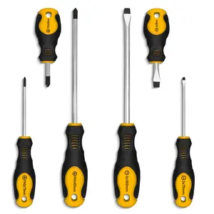 6-Piece Screwdriver Set with Dual Measurement Metric & Sae, 3 Slotted & 3 Phillips Drivers, Cr-V Steel Shafts, Ergonomic Handles