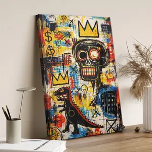 Jean Michel Basquiat poster, street art drawing, 80's decor, pop art, contemporary wall art print, colorful home decor, graffiti painting