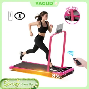 【New Arrival】YAGUD Electric Folding Treadmill with Handrail, Low-Noise Motor – 265lbs Weight Capacity Spacious Belt Walking Pad, Dual Shock Absorption, Remote Control & Wheels for Easy Moving – Includes Free Resistance Bands and Remote SpringStatements
