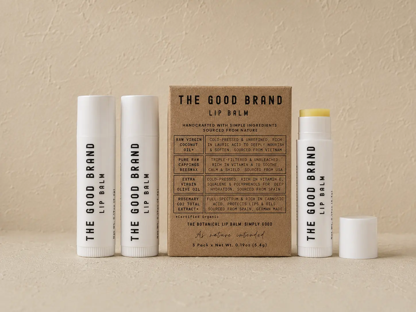 Botanical Lip Balm 3-Pack | 100% Natural, Long Lasting, Clean Lip Repair for Dry Cracked Lips. Premium Raw & Unrefined Ingredients. Handcrafted. Small Batch.