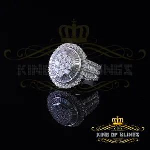 King Of Bling'sWhite 925 Silver Rhodium Plated 6.48CT Cubic Zirconia Cocktail Womens Ring SZ 9