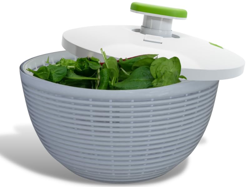 6.2 Qt Capacity Salad Spinner for Salad Prep, Kitchen Utensil Fruit & Vegetable Washer Dryer with Bowl & Colander, 1-Hand Pump, Compact Storage for Greens
